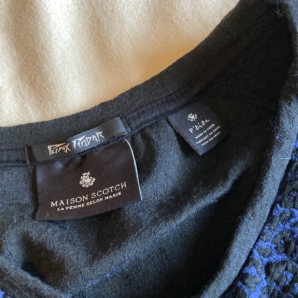 Maison Scotch Punk Radar Oversize Blue Black Cheetah Sweater Petite - Picture 3 of 11